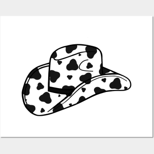 Black Cow Spots Cowboy Hat Posters and Art